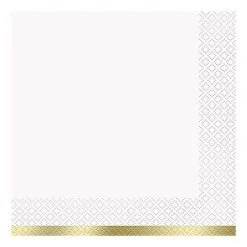Unique Gold Trim Foil Stamped Luncheon Napkins 2ply 33cm X 33cm 16 Pack