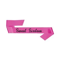 AMSCAN Sweet Sixteen Pink Fabric Sash