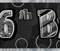 Unique Glitz Black And Silver 16th Birthday Foil Banner 3.65m
