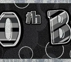 Unique Glitz Black And Silver 30th Birthday Foil Banner 3.65m