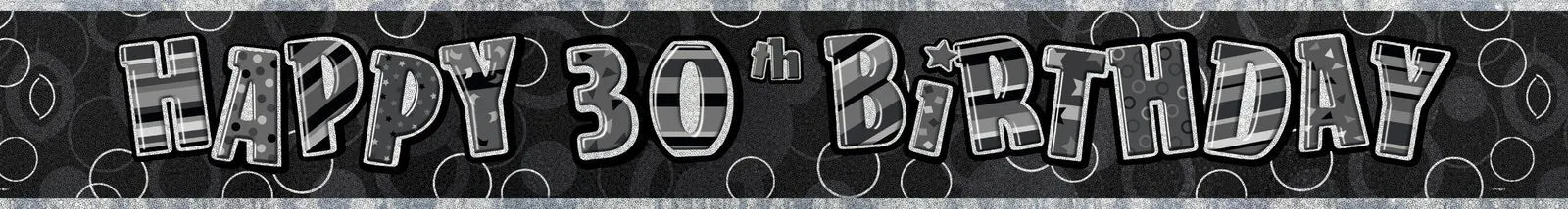 Unique Glitz Black And Silver 30th Birthday Foil Banner 3.65m 1 Unique Glitz Black And Silver 30th Birthday Foil Banner 3.65m