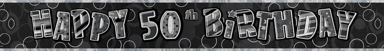 Unique Glitz Black And Silver 50th Birthday Foil Banner 3.65m 1 Unique Glitz Black And Silver 50th Birthday Foil Banner 3.65m