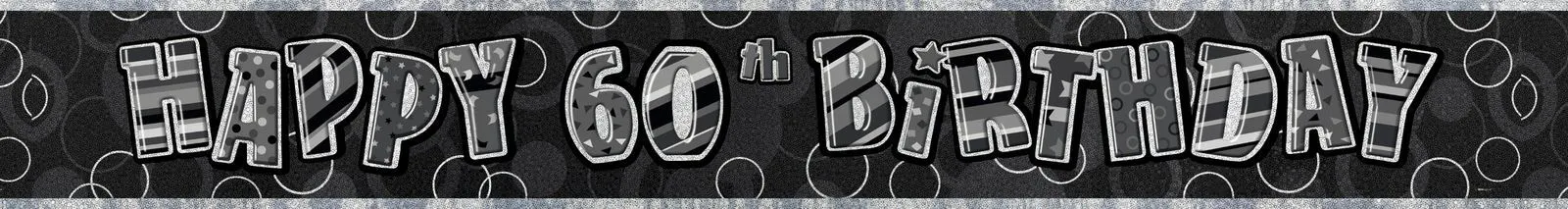 Unique Glitz Black And Silver 60th Birthday Foil Banner 3.65m 1 Unique Glitz Black And Silver 60th Birthday Foil Banner 3.65m