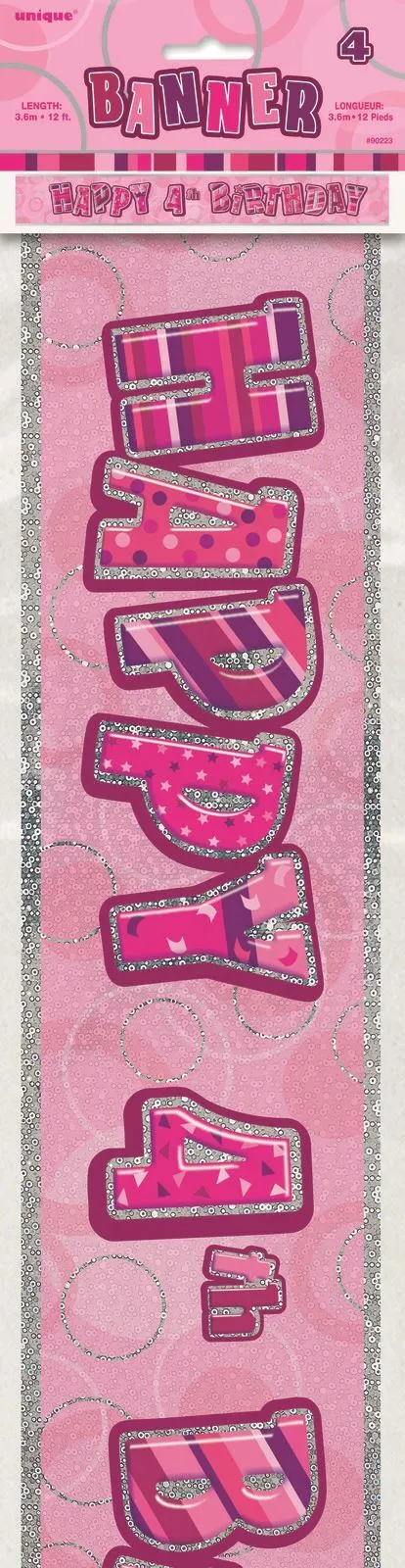 Unique Glitz Pink 4 Foil Banner 12ft 1 Unique Glitz Pink 4 Foil Banner 12ft