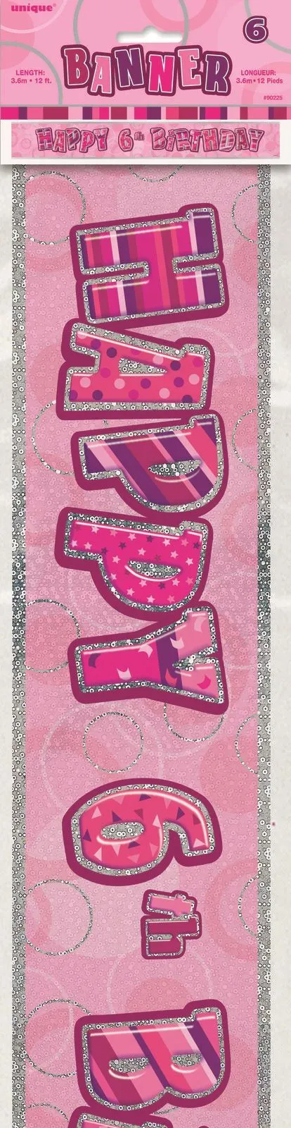 Unique Glitz Pink 6 Foil Banner 12ft 1 Unique Glitz Pink 6 Foil Banner 12ft