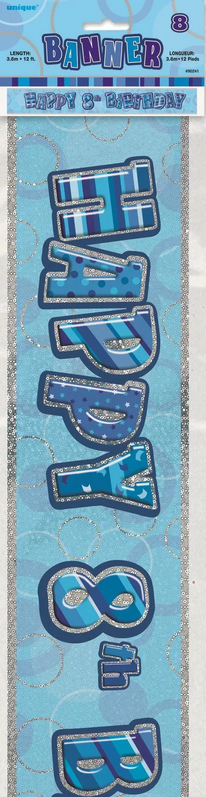 Unique Glitz Blue 8 Foil Banner 12ft 1 Unique Glitz Blue 8 Foil Banner 12ft