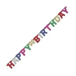 Unique Glitter "Happy Birthday" Jointed Banner 1.37m