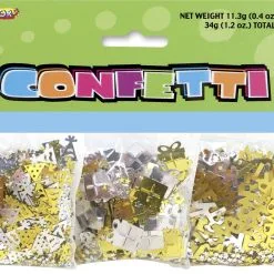 Unique Birthday Confetti 3 Pack Gold & Silver 34g
