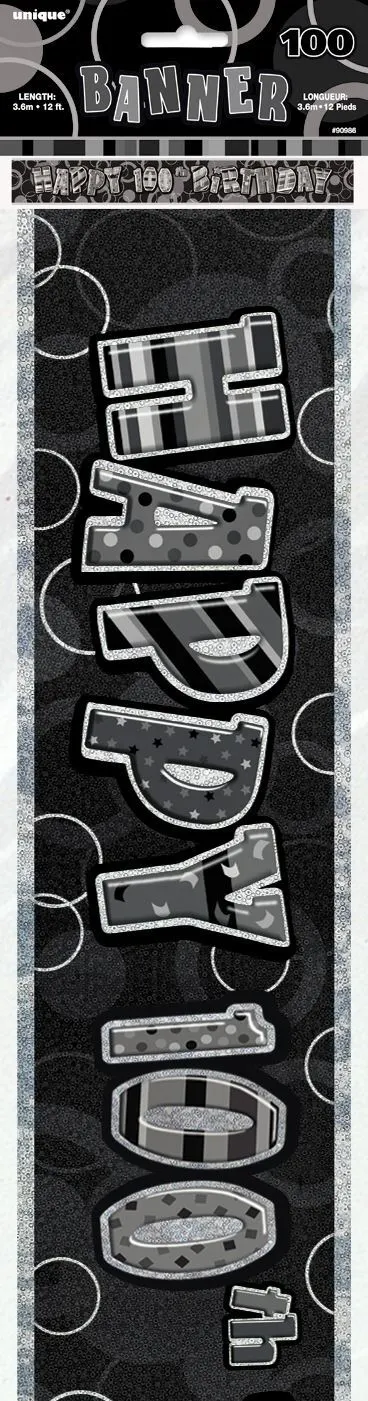 Unique Glitz Blk Foil Banner 100 12ft 1 Unique Glitz Blk Foil Banner 100 12ft