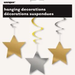 Unique Gold+Silver Star 3 Swirl Decos