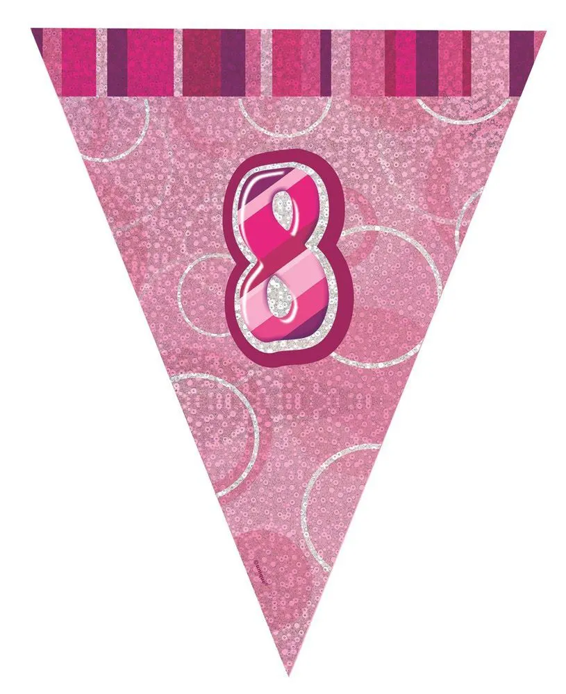 Unique Glitz Pink Flag Banner - 8 1 Unique Glitz Pink Flag Banner - 8