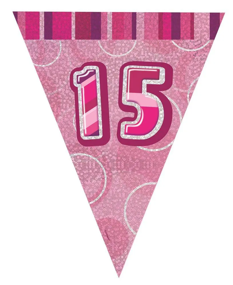 Unique Glitz Pink Flag Banner - 15 1 Unique Glitz Pink Flag Banner - 15