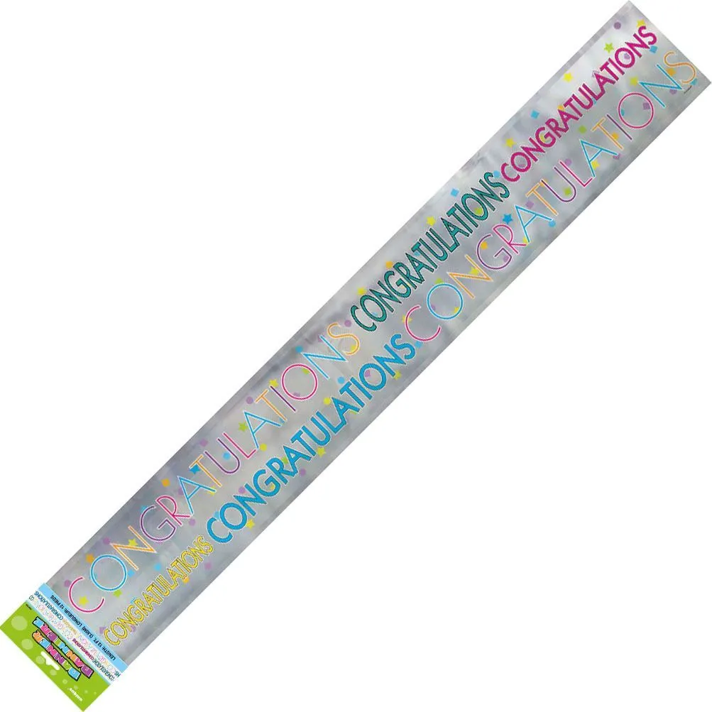 Unique Congratulations Foil Banner 12ft 1 Unique Congratulations Foil Banner 12ft