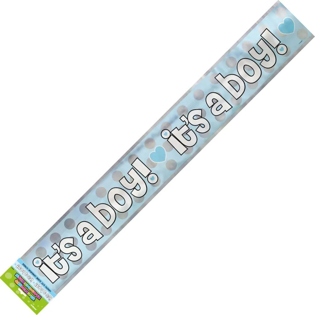 Unique Its A Boy Foil Banner 12ft 1 Unique Its A Boy Foil Banner 12ft