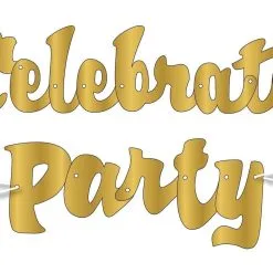 Unique Celebrate Party Gold Foil Script Jointed Banner 93cm