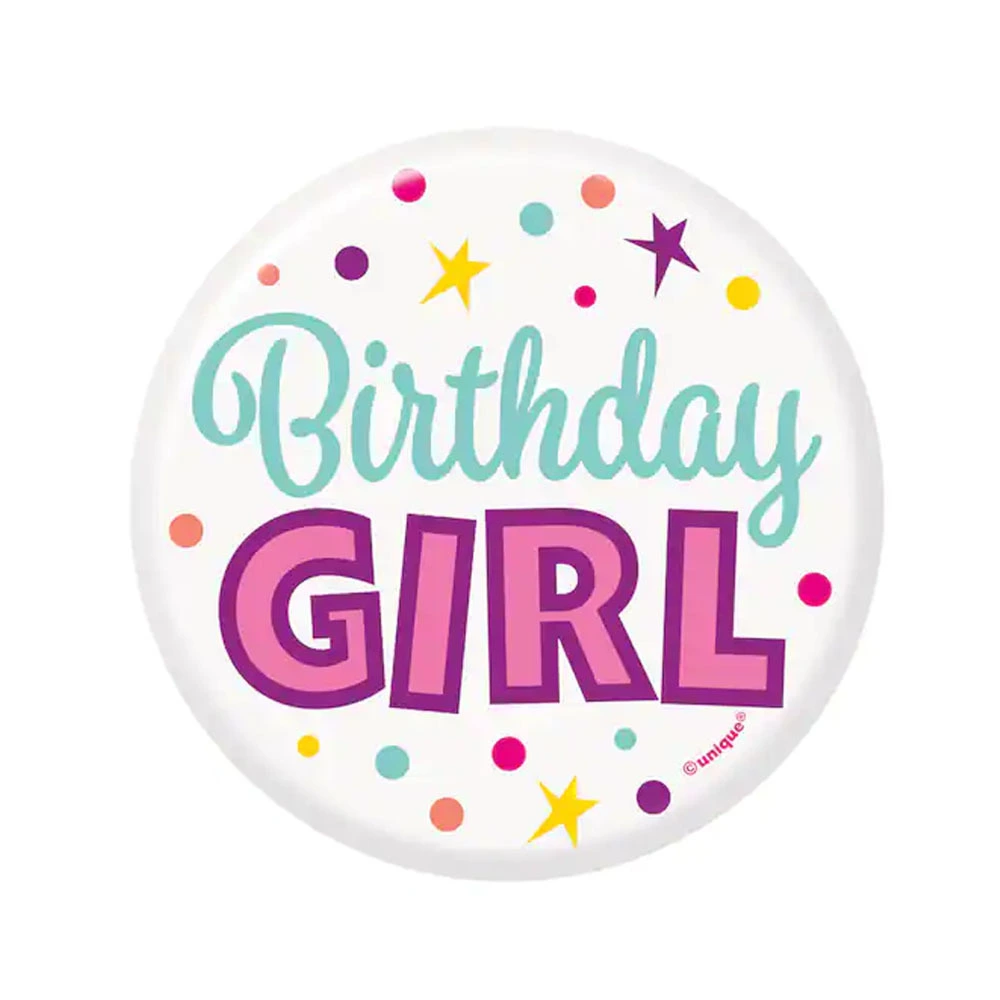 Unique Birthday Button Birthday Girl 7.5cm 1 Unique Birthday Button Birthday Girl 7.5cm