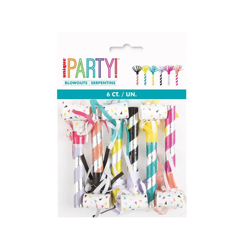 Unique Fringed Party Blowouts Assorted 6 Pack 2 Unique Fringed Party Blowouts Assorted 6 Pack - Image 2