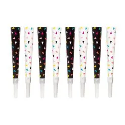 Unique Confetti Print Horns - Black & White 6 Pack