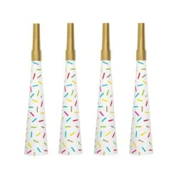 Unique Confetti Print Gold Horns 4 Pack