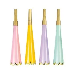 Unique Foil Horns With Scalloped Edge 4 Pack