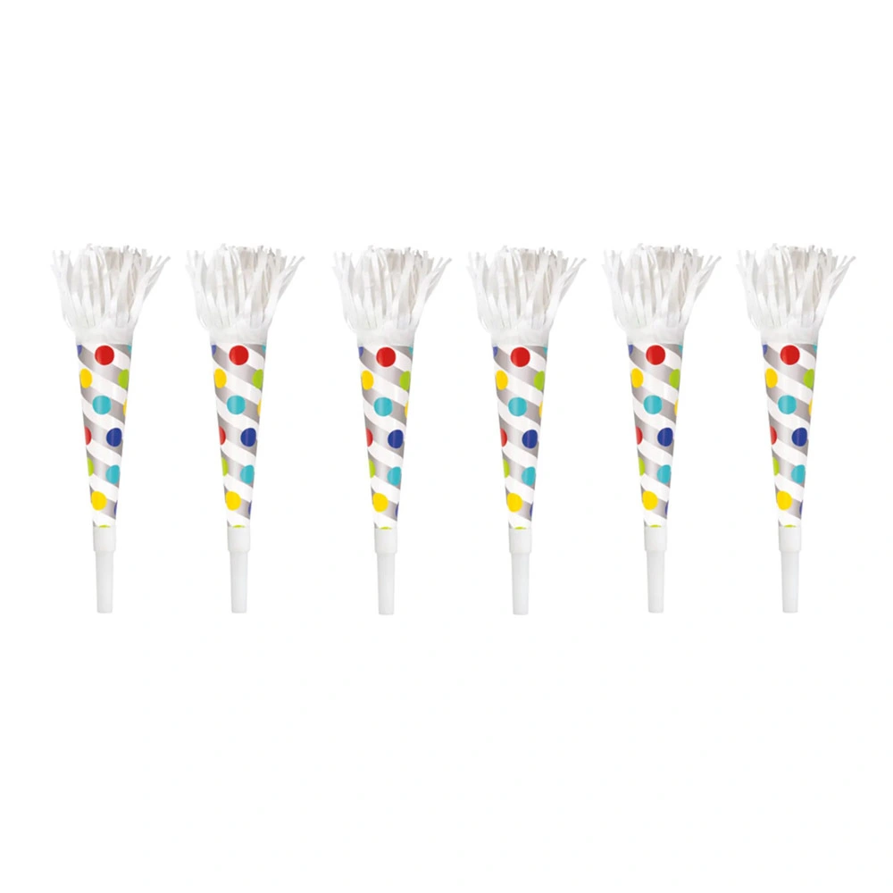 Unique Dots Foil Horns With Fringe 6 Pack 1 Unique Dots Foil Horns With Fringe 6 Pack