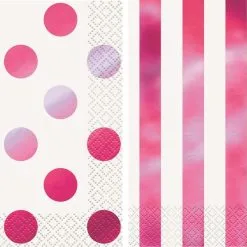 Unique Glitz Hot Pink Foil Luncheon Napkins 16 Pack