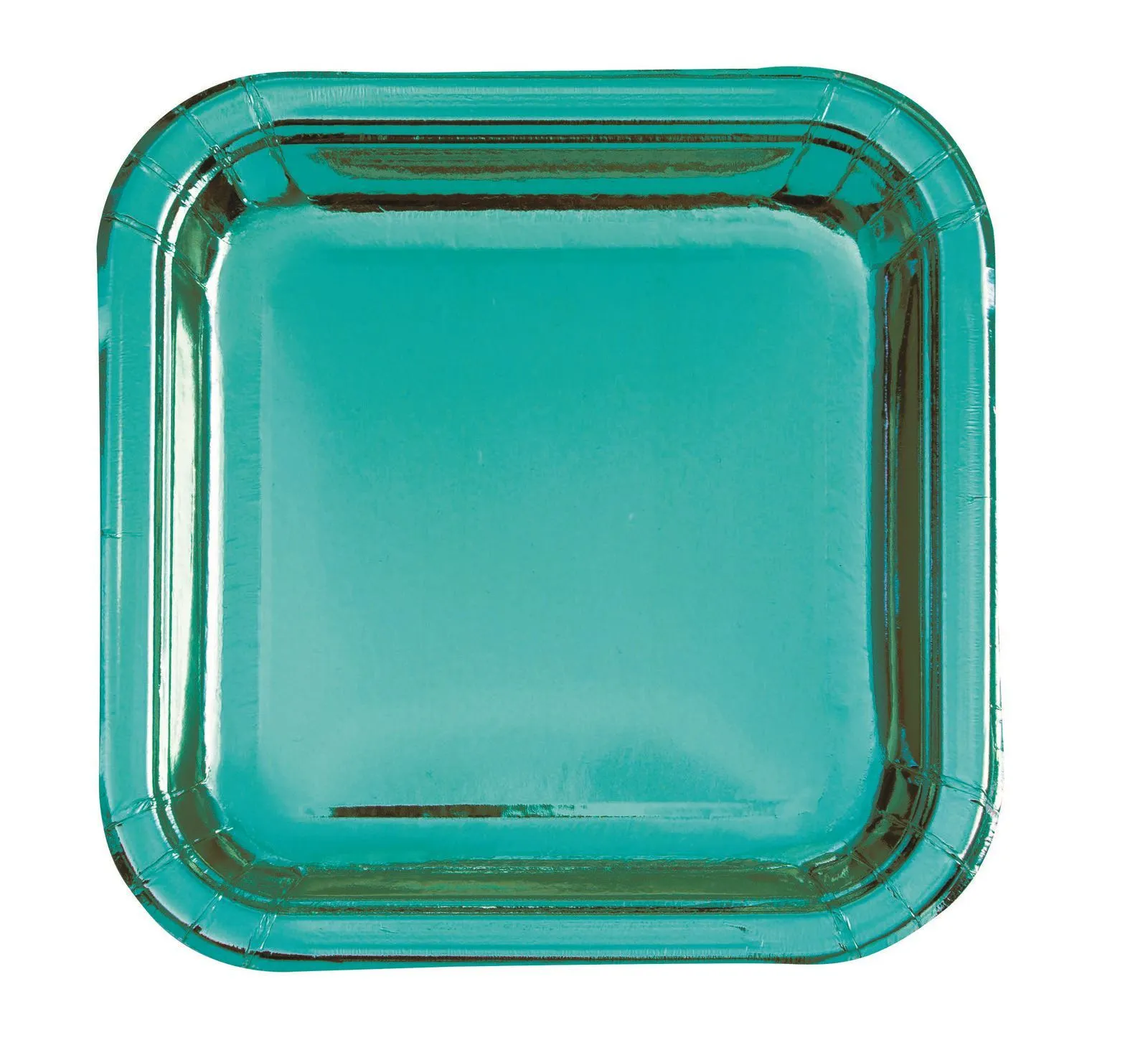 Unique Glitz Caribbean Teal Foil Square Paper Plates 18cm 10 Pack 1 Unique Glitz Caribbean Teal Foil Square Paper Plates 18cm 10 Pack