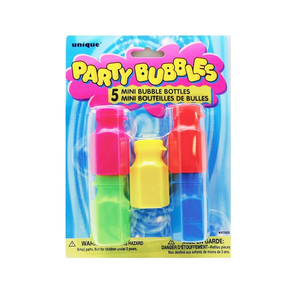 Unique Mini Bubble Bottles 5 Pack 2 Unique Mini Bubble Bottles 5 Pack - Image 2