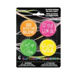 Unique Black Light Neon Buttons 4 Pack