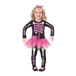 AMSCAN Costume Fancy Bones Skeleton Girls 3-4 Years