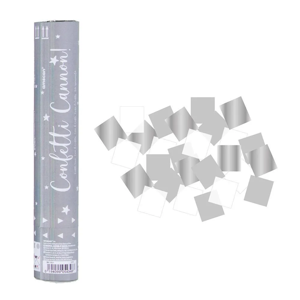AMSCAN Confetti Cannon Silver 24cm 1 AMSCAN Confetti Cannon Silver 24cm