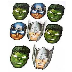 Unique Avengers Masks Cardboard 8 Pack