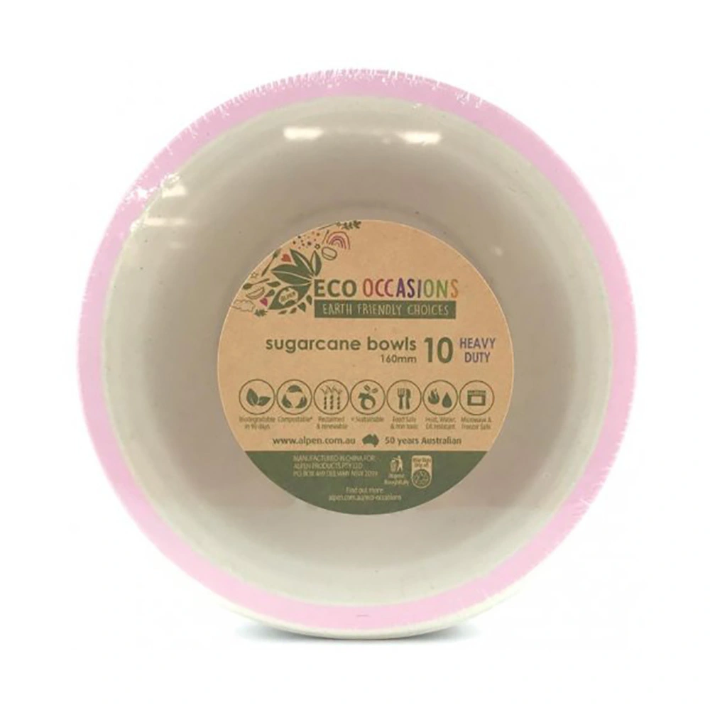Alpen Sugarcane Bowls Light Pink 160mm 10 Pack 2 Alpen Sugarcane Bowls Light Pink 160mm 10 Pack - Image 2