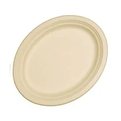 Alpen Sugarcane Oval Plates Natural 325x260mm 10 Pack