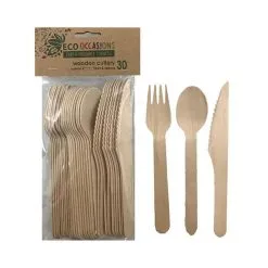 Alpen Wooden Cutlery Natural Set 30 Pack