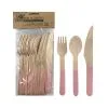 Alpen Wooden Cutlery Light Pink Sets 30 Pack