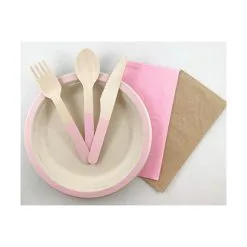 Alpen Wooden Cutlery Light Pink Sets 30 Pack -Costumes Party Store AL 401213 2