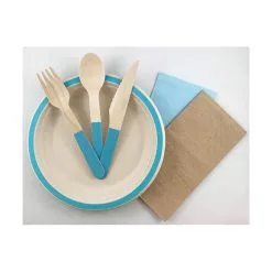 Alpen Wooden Cutlery Light Blue Sets 30 Pack 5 Alpen Wooden Cutlery Light Blue Sets 30 Pack -Costumes Party Store AL 401214 2