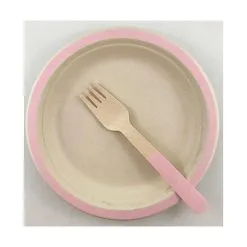 Alpen Wooden Forks Light Pink 15mm 10 Pack -Costumes Party Store AL 401243 2