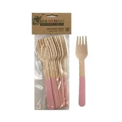 Alpen Wooden Forks Light Pink 15mm 10 Pack