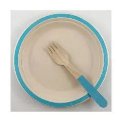Alpen Wooden Forks Light Blue 15mm 10 Pack -Costumes Party Store AL 401244 2