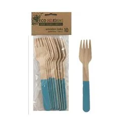 Alpen Wooden Forks Light Blue 15mm 10 Pack