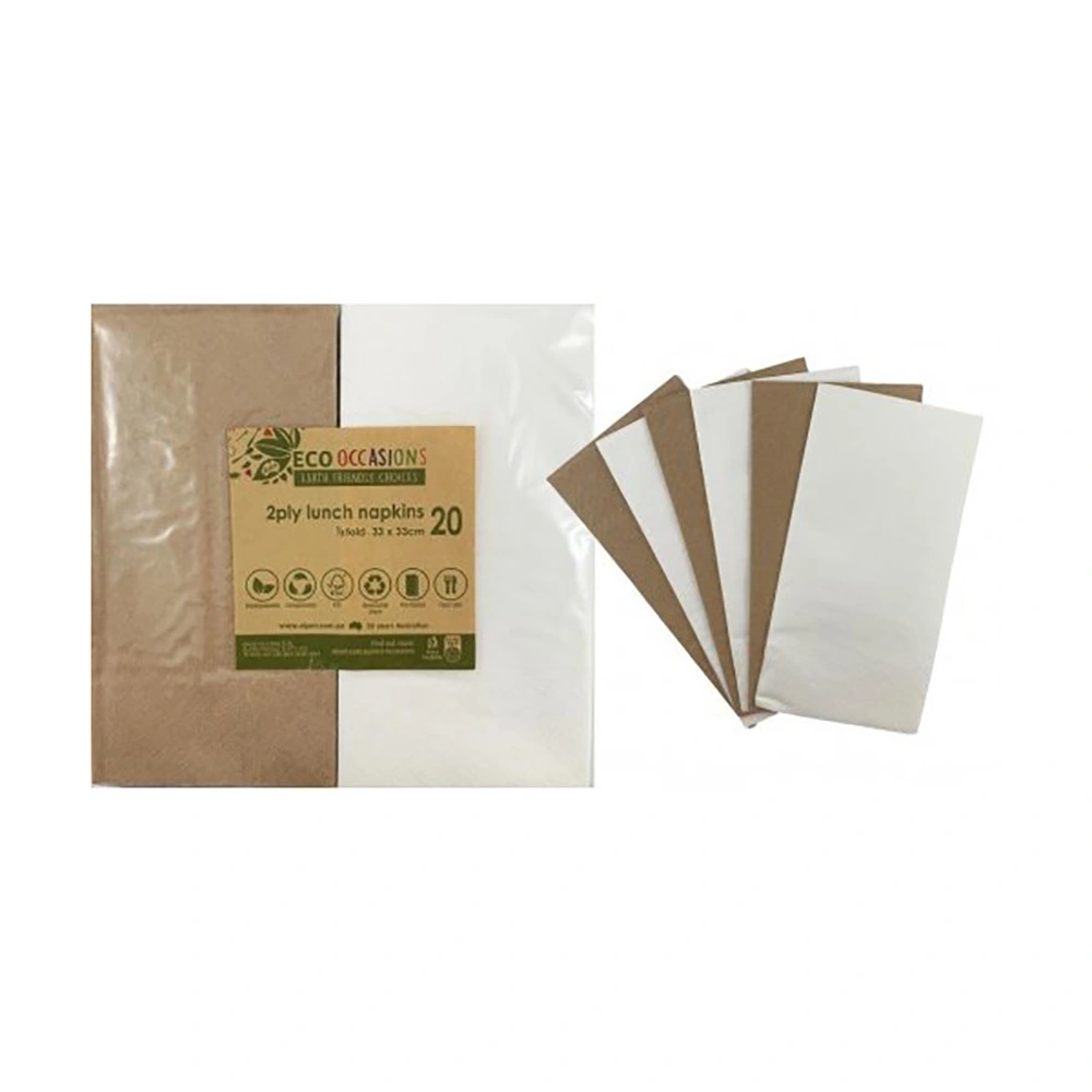 Alpen Napkins Lunch White & Kraft 33x33cm 20 Pack 3 Alpen Napkins Lunch White & Kraft 33x33cm 20 Pack - Image 3