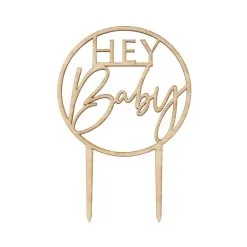 AMSCAN Botanical Baby Wooden Hey Baby Cake Topper -Costumes Party Store BAB.109 2