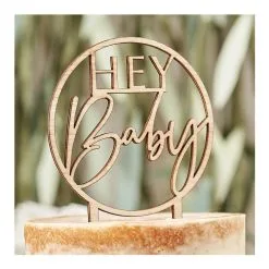 AMSCAN Botanical Baby Wooden Hey Baby Cake Topper