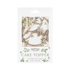 AMSCAN Botanical Baby Wooden Hey Baby Cake Topper -Costumes Party Store BAB.109 3