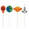 AMSCAN Space Blast Pick Candles Happy Birthday 7.5cm Tall Pack Of 4
