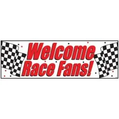 AMSCAN Black & White Check Giant Party Banner Welcome Race Fans!
