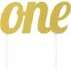 AMSCAN Cake Topper One Gold Glittered 15cm
