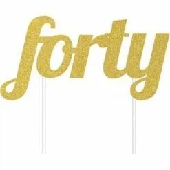 AMSCAN Cake Topper Forty Gold Glittered